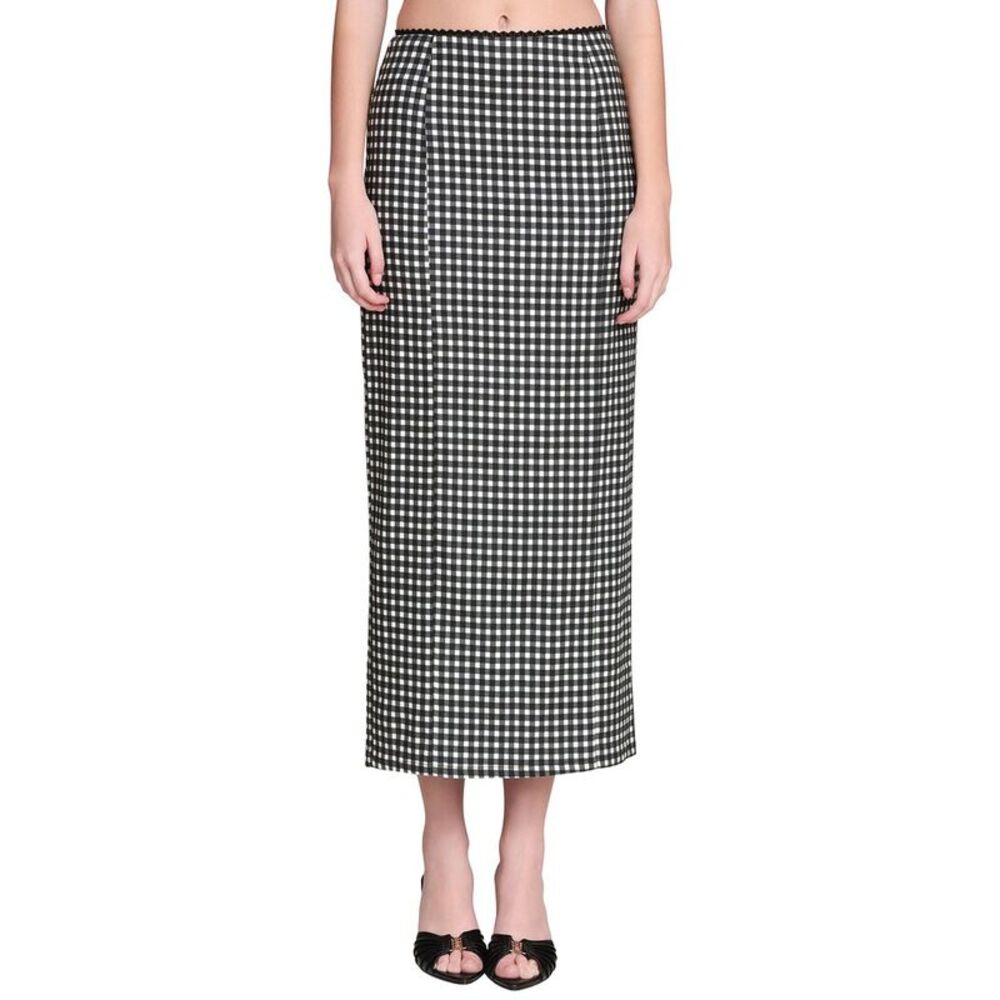 Avec Les Filles Womens Slim Linen-Blend Maxi Skirt